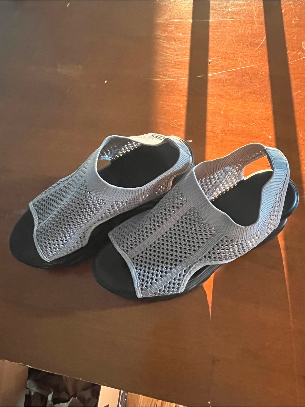 Slip-On Knit Slingback Sandals in Gray